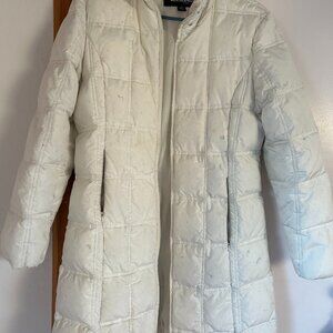 white Weatherproof partial down puffer coat